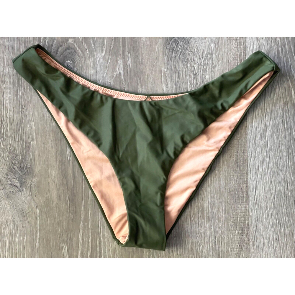 J. Crew NWT Women's Size Medium Green Curved Waist Cheeky Bikini Bottom BC125